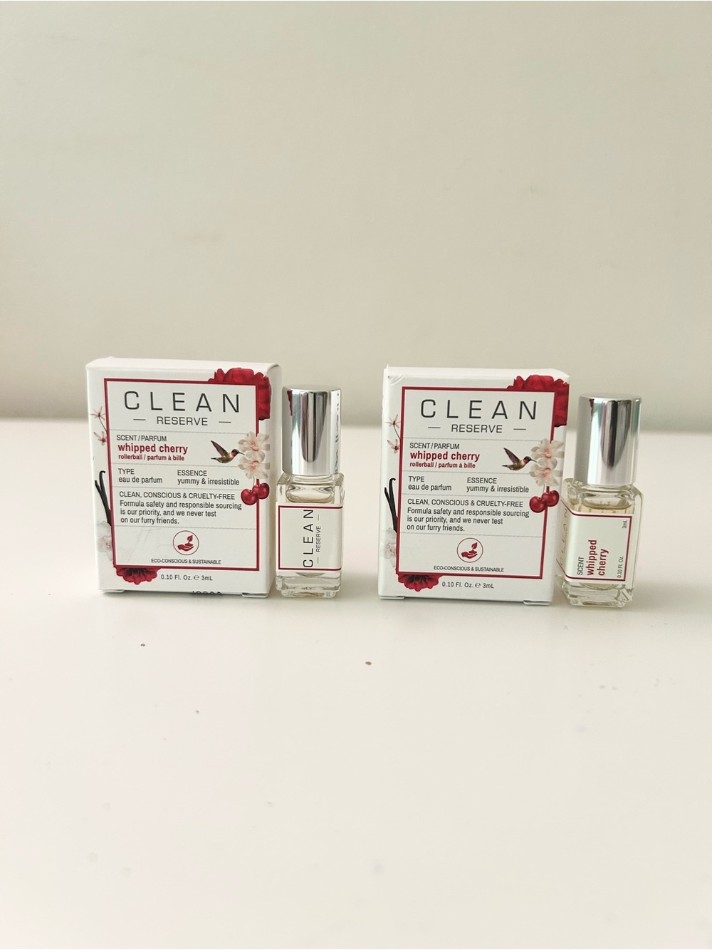 🌸CLEAN RESERVE Whipped Cherry EDP Rollerball Deluxe Mini 3 mL x 2